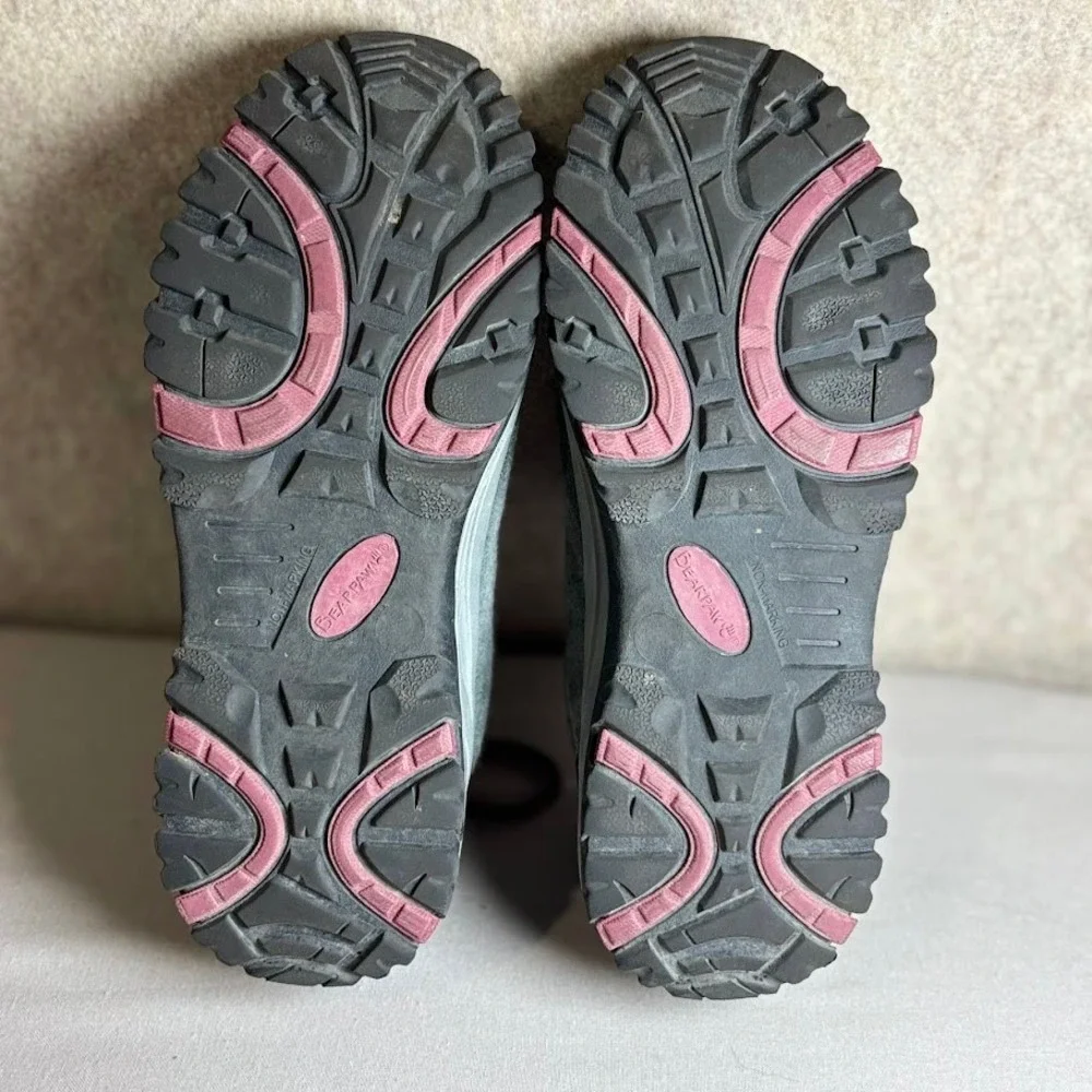 Bearpaw Hiking Shoes Wmns 8.5 Grey Pink Suede Mesh Trail Sneakers Outdoor Sport